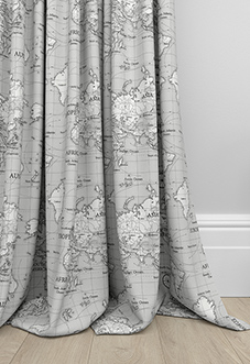 Maps, Grey - Made to Measure Curtains
